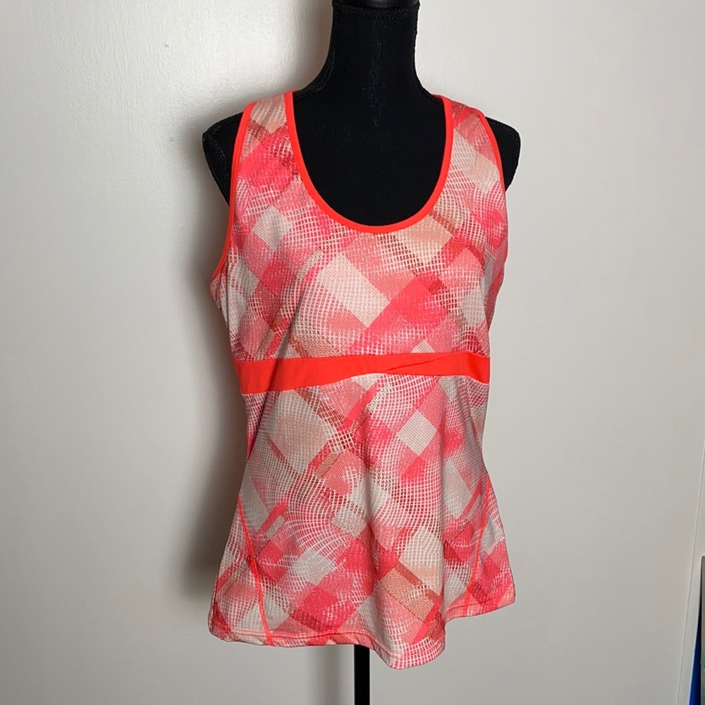 ATTIVO- Orange/Pink/White Performance Active Wear Sports Top- XL